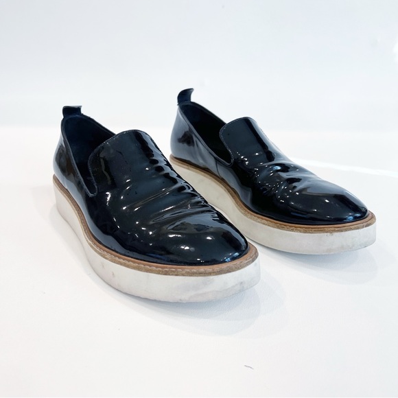 Vince Sanders Patent Leather Platform Slip On Sneakers Black Size 9 39 - Picture 5 of 11